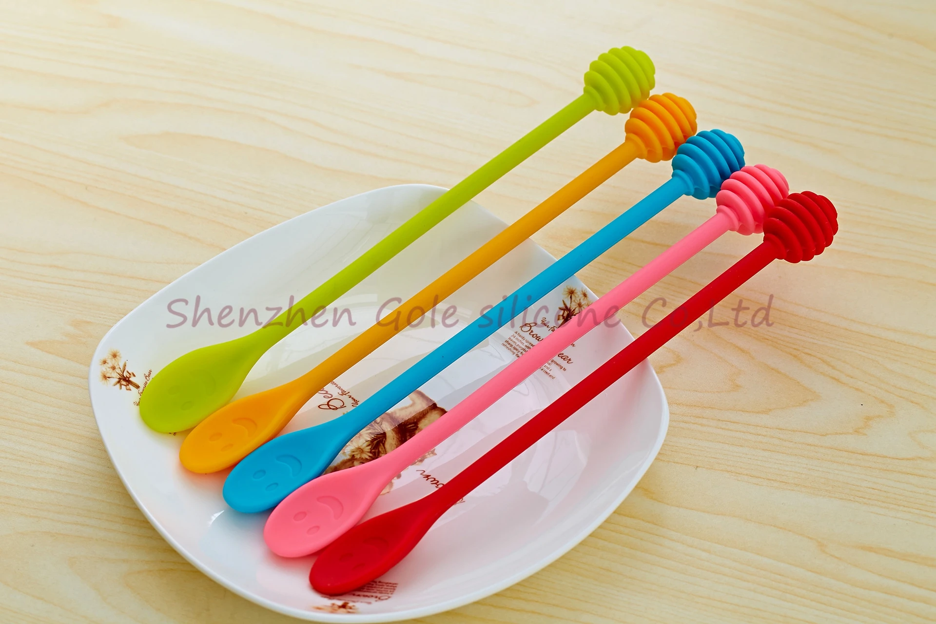 Силиконовая ложка для меда 60 шт./лот милая смайлика медовая палочка медовой банки