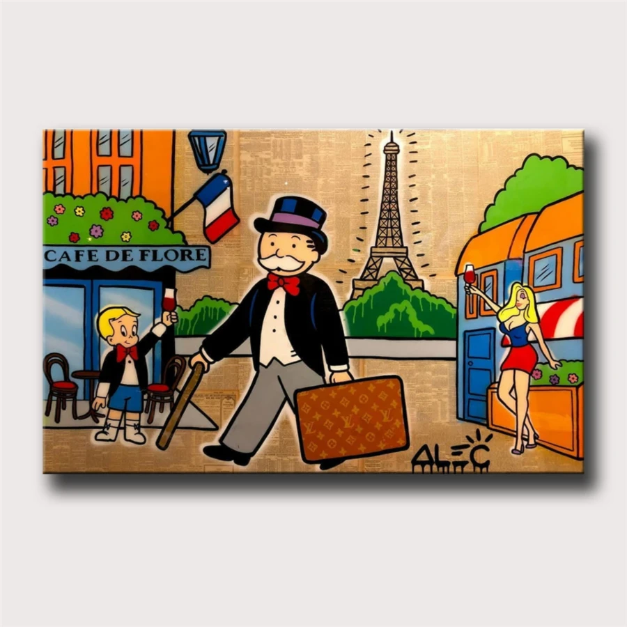 Alec Monopolys шоппинг в Париже HD настенный холст с печатью постера живопись