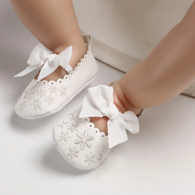0-18 M Baby Girl Newborn First Walker shoes Spring Summer Sweet Princess Big Bow Knitted Dance Ballerina Dress Pram Crib Shoe |