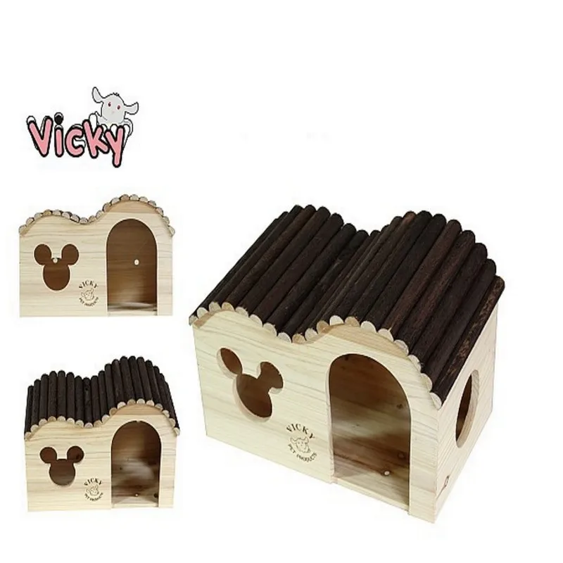 Натуральное дерево мелких животных Pet Хомяк дом кровать лето морская свинка Ежик