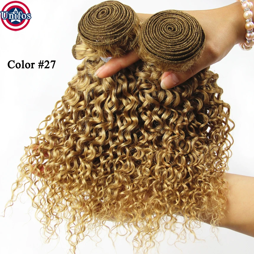 Кудрявая Блондинка Малайзии Плетение Волос Меда Девы 4 Пучки Клубника Вьющиеся