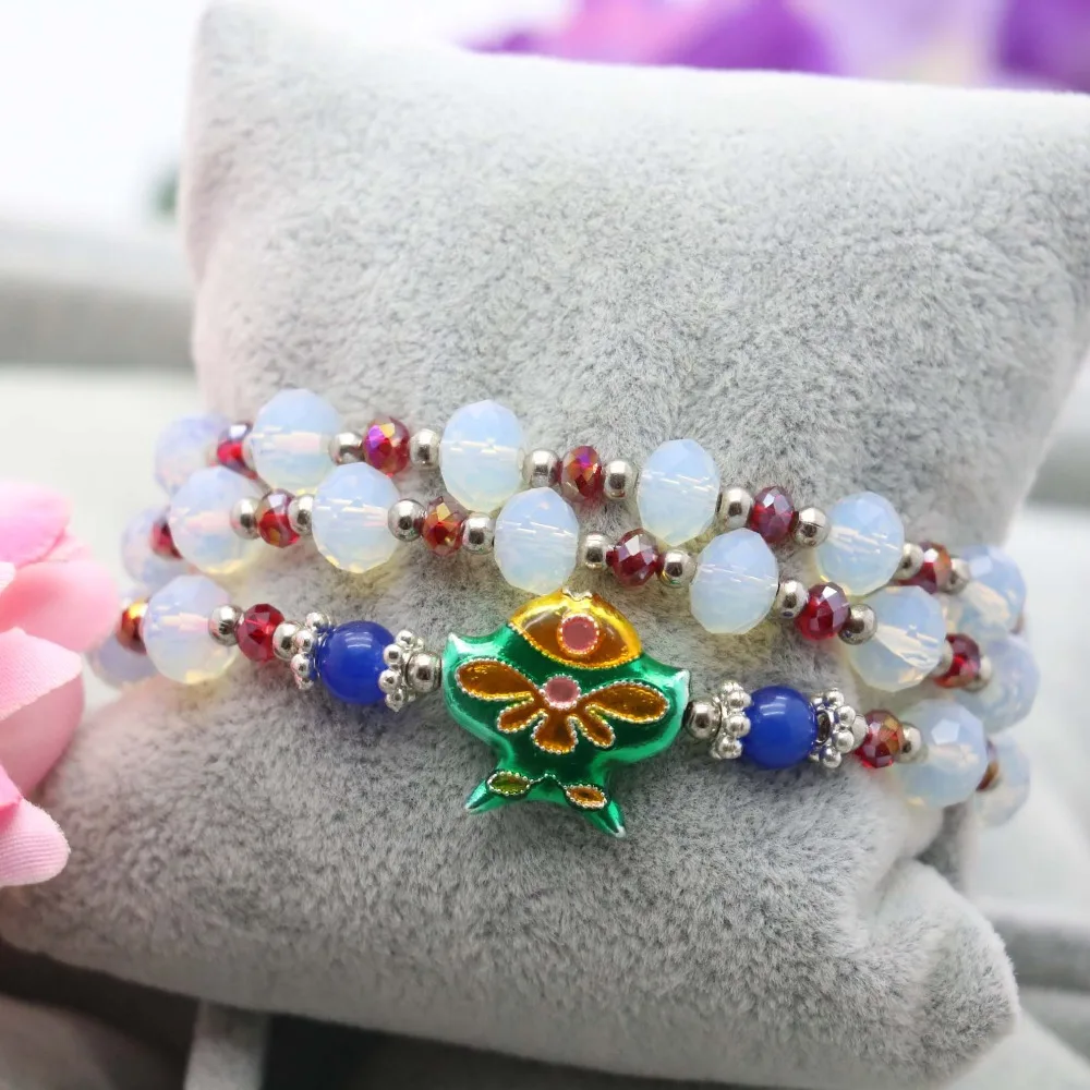 5*8 мм Классический распространенных браслет с граненными элементами белого