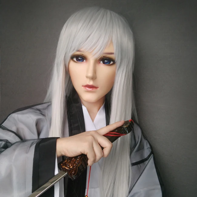melhor (Yao-03) Menino/Homem/Homem Resina Metade Cabeça Travestir Kigurumi Cosplay Anime Japonês Papel Máscara Com Olhos E Peruca