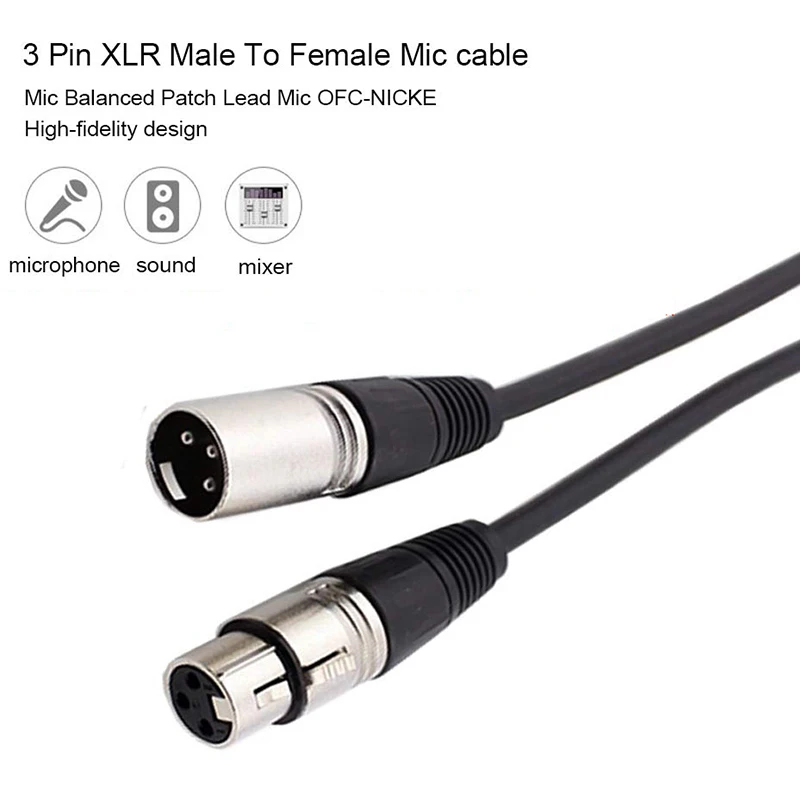 Удлинительный кабель XLR 2 м 3 5 контакта штекер гнездо микрофон экранированный