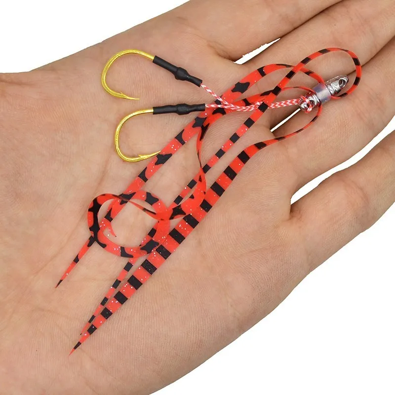 Резиновая юбка вспомогательные рыболовные крючки 1 шт. полосатый хвост из