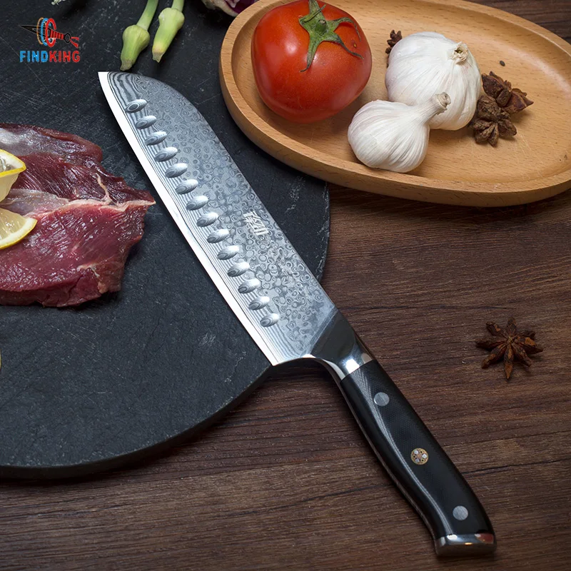 FINDKING G10 ручкой нож Дамаск 7 дюймовый японский santoku 67 слоев дамасской стали