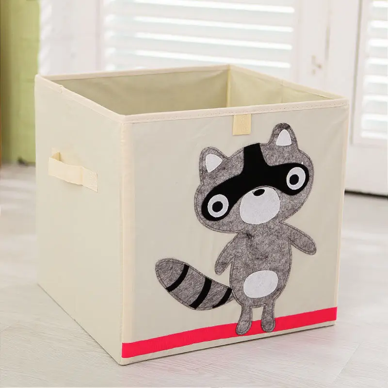 Raccoon MICCK вышивка мультфильм животных складной ящик для хранения мелочей детская одежда игрушки для хранения книг Органайзер шкаф нижнее белье - Цвет: Raccoon