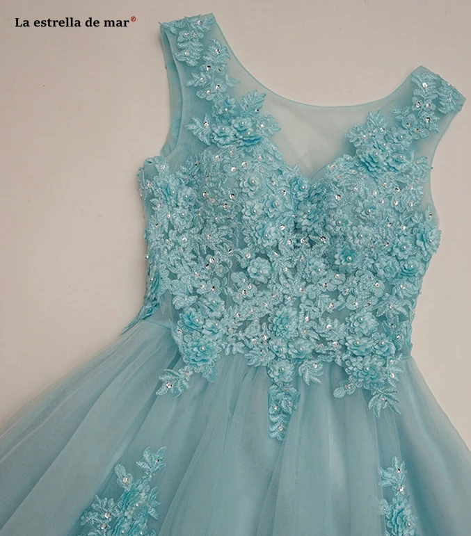 Robe demoiselle d'honneur courte2019 новое платье подружки невесты из тюля с глубоким вырезом и бусинами трапециевидной формы бирюзового и серого цвета
