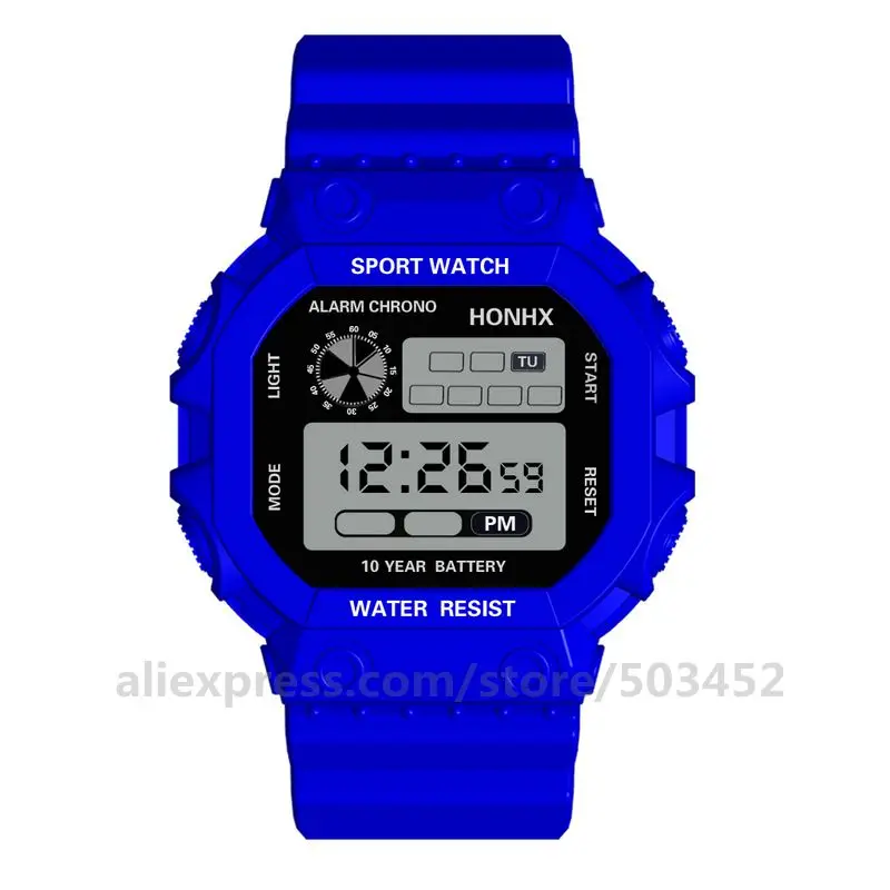 dark blue 100 шт./лот дисплей освещения HONHX99 цифровые часы с календарем будильник многофункциональные спортивные цифровые часы - Цвет: dark blue