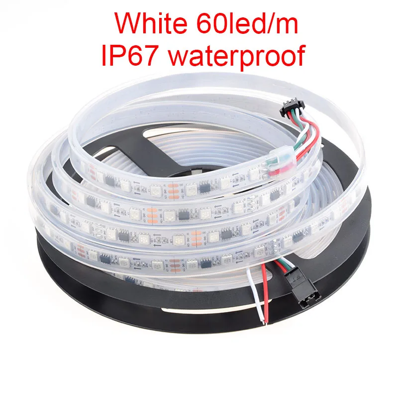 White 60led1m IP67 5 м ws2811 RGB Светодиодные полосы света smd5050 RGB 30 60led/m IP20/IP67 черный/белый PCB dc12v 2811 IC Мечта Магия Цвет гибкие светодиодные полосы света - Испускаемый цвет: White 60led1m IP67