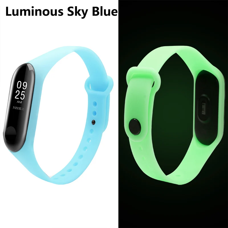 Luminous sky blue BOORUI Большая распродажа Lu mi nous mi band 3 ремешок mi 3 ремешки для часов аксессуары ночной Светильник Замена запястья для Xiao mi band 3 smartband - Цвет: Luminous sky blue