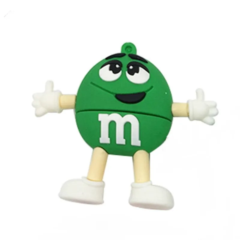 green USB флеш-накопитель 128 Гб мультфильм M& M Chocolate Bean usb 2,0 4 ГБ 8 ГБ Флешка 16 Гб Флешка 32 Гб 64 Гб usb карта памяти - Цвет: green