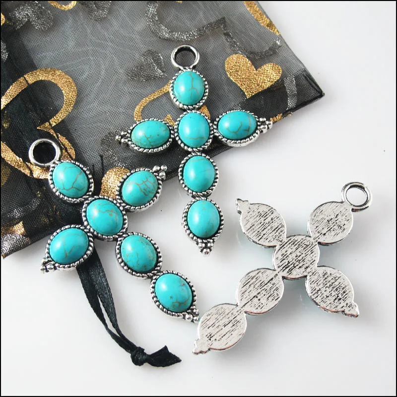 3Pc Retro Tibetan Silver Oval Cross Charms Pendants 40.5x61mm | Украшения и аксессуары