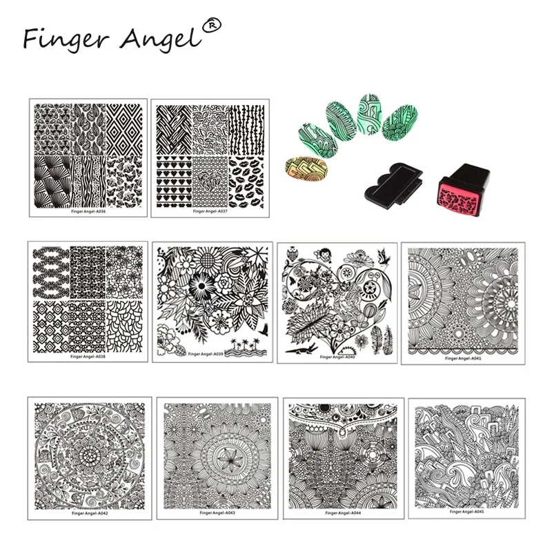 Квадратные пластины для дизайна ногтей finger angel 10 шт. желеобразная стемпер скребок