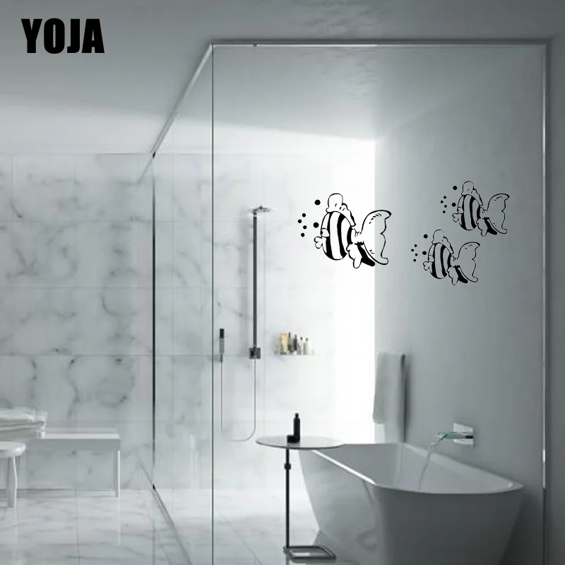 YOJA 13x26 2 см красивый полосатый рисунок рыбы Ванная комната душа Стекло наклейка