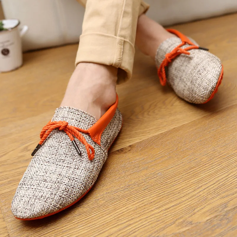 UPUPER Breathable Linen Casual Men's Loafers Shoes Summer Canvas Men Flats Leisure Fisherman Driving Cloth Wicking | Обувь