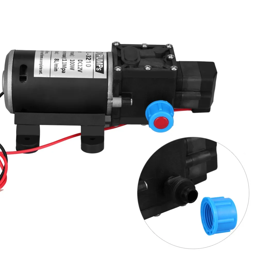 DC 12V 100W Мембранный Водяной насос небольшой безопасный самовсасывающий высокого