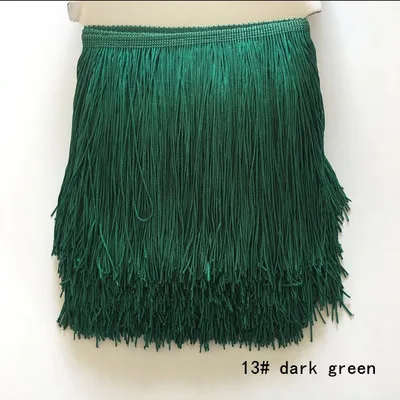 Dark green 1 yards 1 ярд 15 см длинная бахрома кружево кисточка полиэстер кружевная отделка Лента для латинских танцев юбка занавеска бахрома для шитья - Цвет: Dark green 1 yards