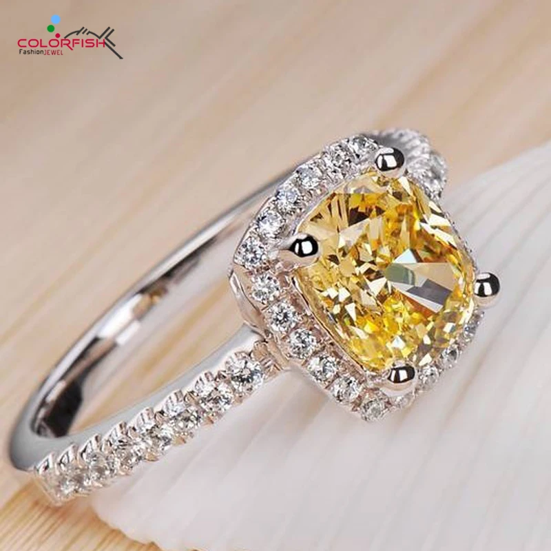 Женское кольцо для помолвки COLORFISH желтое из стерлингового серебра 925 пробы с