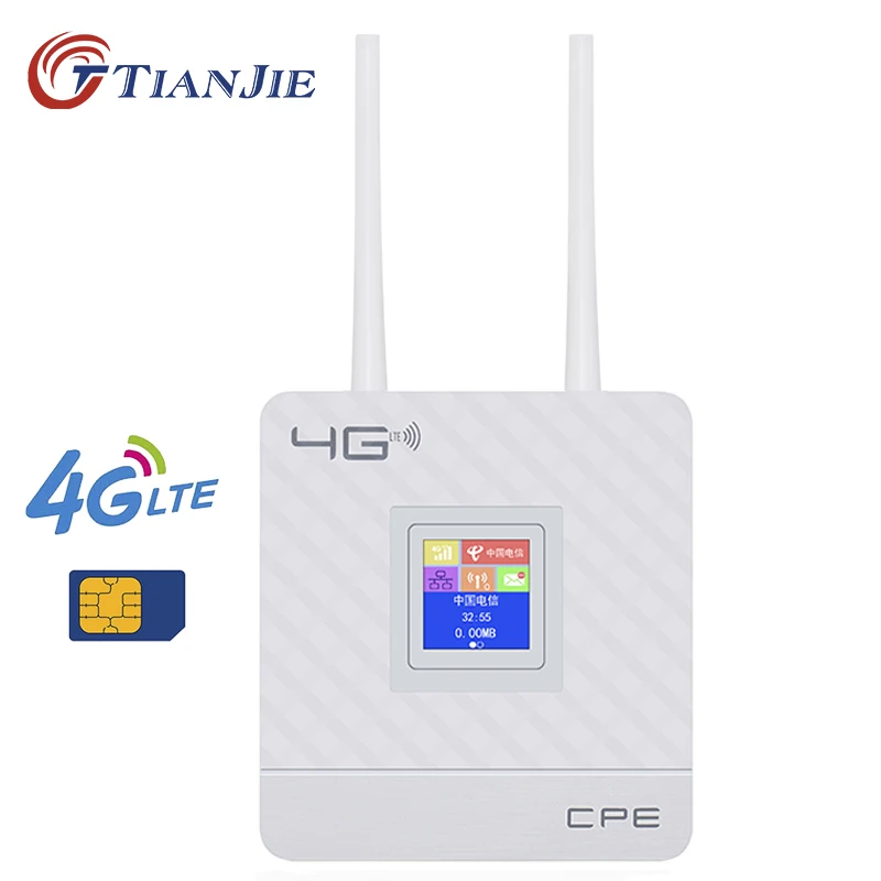 Wi-fi sem Fio Slot para Cartão Cpe com 1 Portas e 1 Tianjie Casa 2 Antenas Externas Roteador Wifi x Rj45 Sim Cpe903 3g 4g