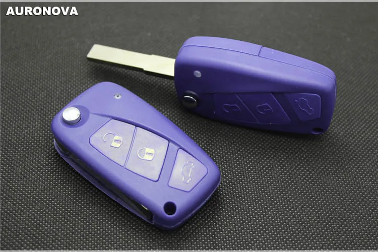 Auronnova Сменный складной ключ для Fiat Bravo Punto Speedgear 3 кнопки Замена ключа автомобиля Синий чехол
