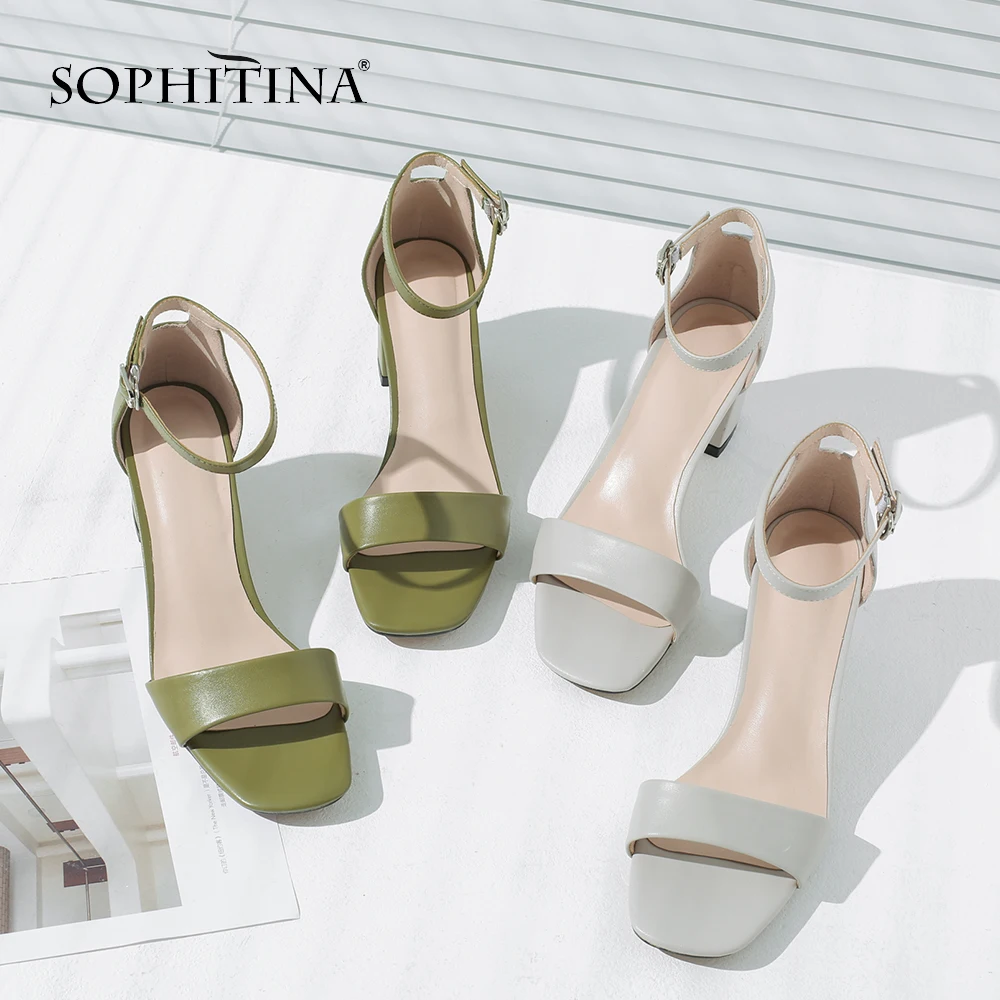 SOPHITINA/Повседневные однотонные женские босоножки из натуральной кожи модная