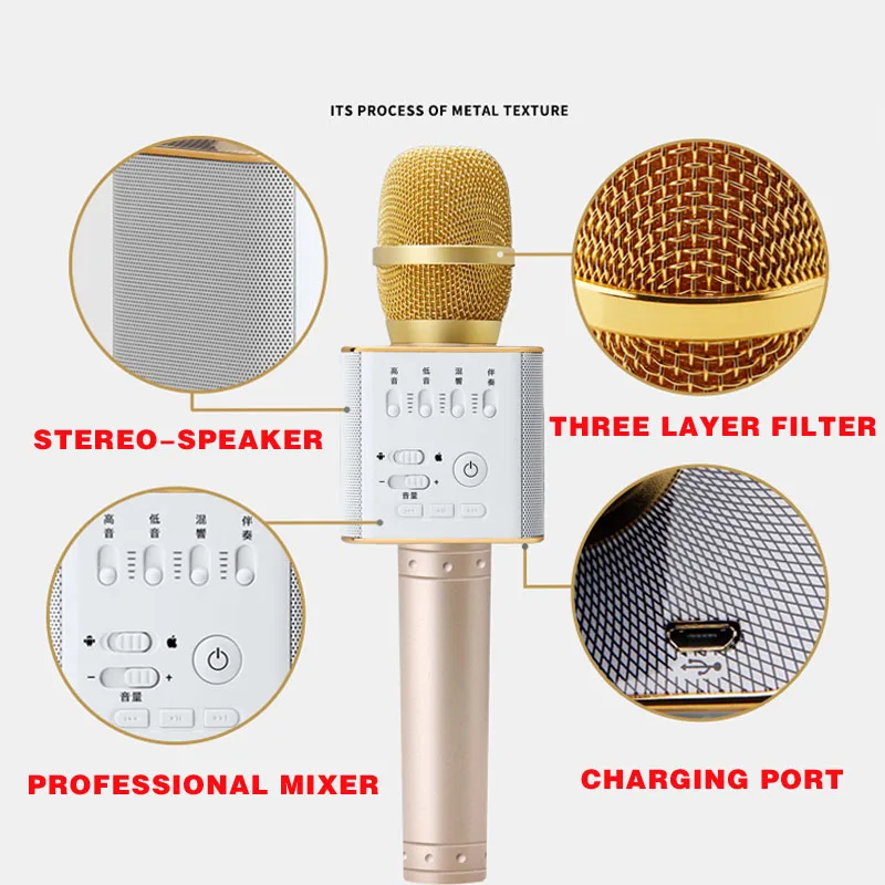 Оригинальный бренд MicGeek Q9 Bluetooth караоке микрофон беспроводной профессиональный