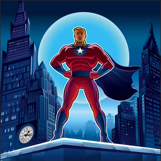 8x8FT Супермен супергерой небоскреб Голубая Луна Небо ночь Мальчик Дети Фотостудия