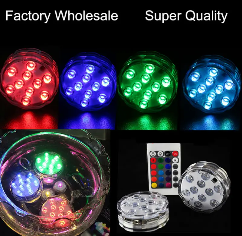 Centerpiece Lighting!!! 12PCS Battery Operated 2.8inch Waterproof Submersible Multicolors RGB LED Under Vase Light Base W/Remote | Освещение