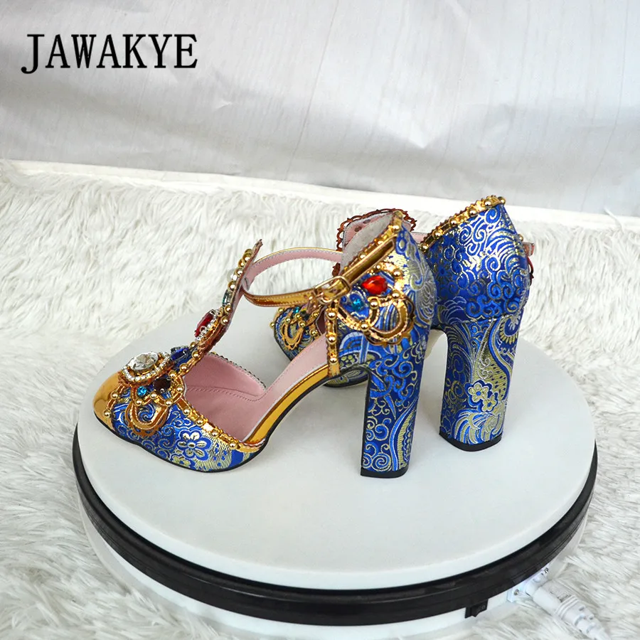 Handmade Diamond Gladiator Sandals Woman Metal Pointed Toe Flower Rhinestone Jewelled Embroidered High Heel Shoes Woman