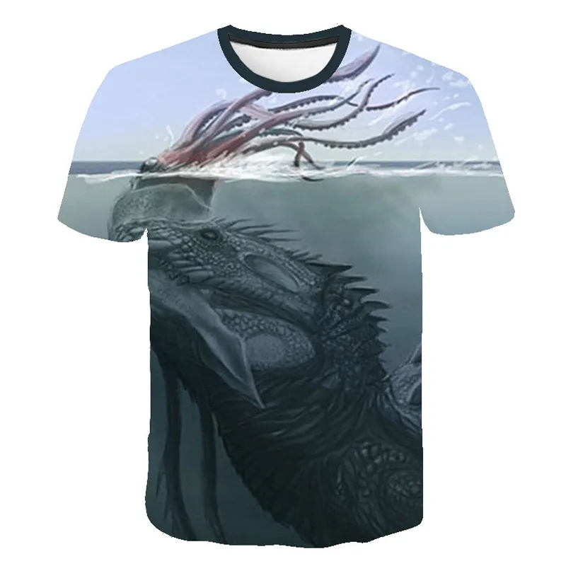 Футболка с изображением морского монстра волка одежда монстрами футболка