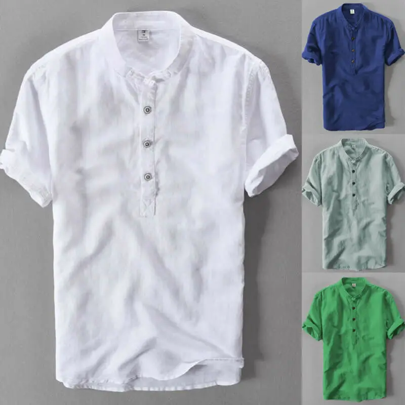 США Мужская тонкая рубашка с коротким рукавом Топ стильная повседневная