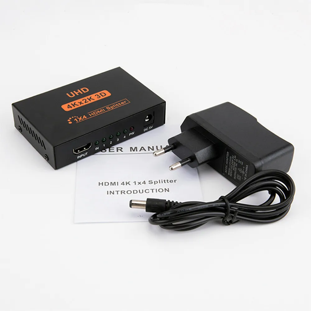 4K 3D UHD 1x4 HDMI Splitter Adapter 1xHDMI Signal Input Split to 4xHDMI Female Connector For HDTV DVD STB PS23 PSP Free Shipping |