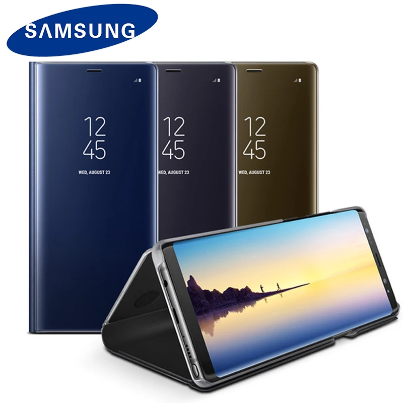 Samsung оригинальный Clear View Зеркало чехол для samsung S8 G950 плюс G955 Smart кожа флип Стенд