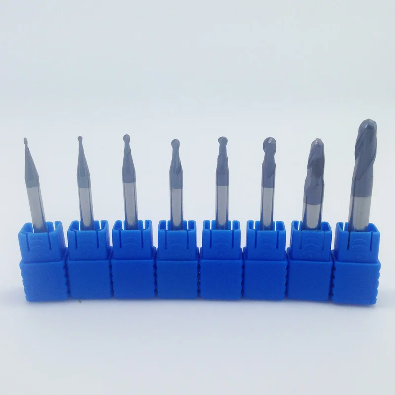 8 шт./компл. R0.5 R0.75 R1 R1.25 R1.5 R2 R2.5 R3 Real HRC45 четыре 2 канавки сферическая Концевая фреза