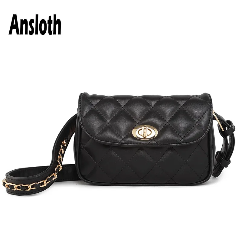 Женская поясная сумка Ansloth с прошитыми нитями классическая черная дамская
