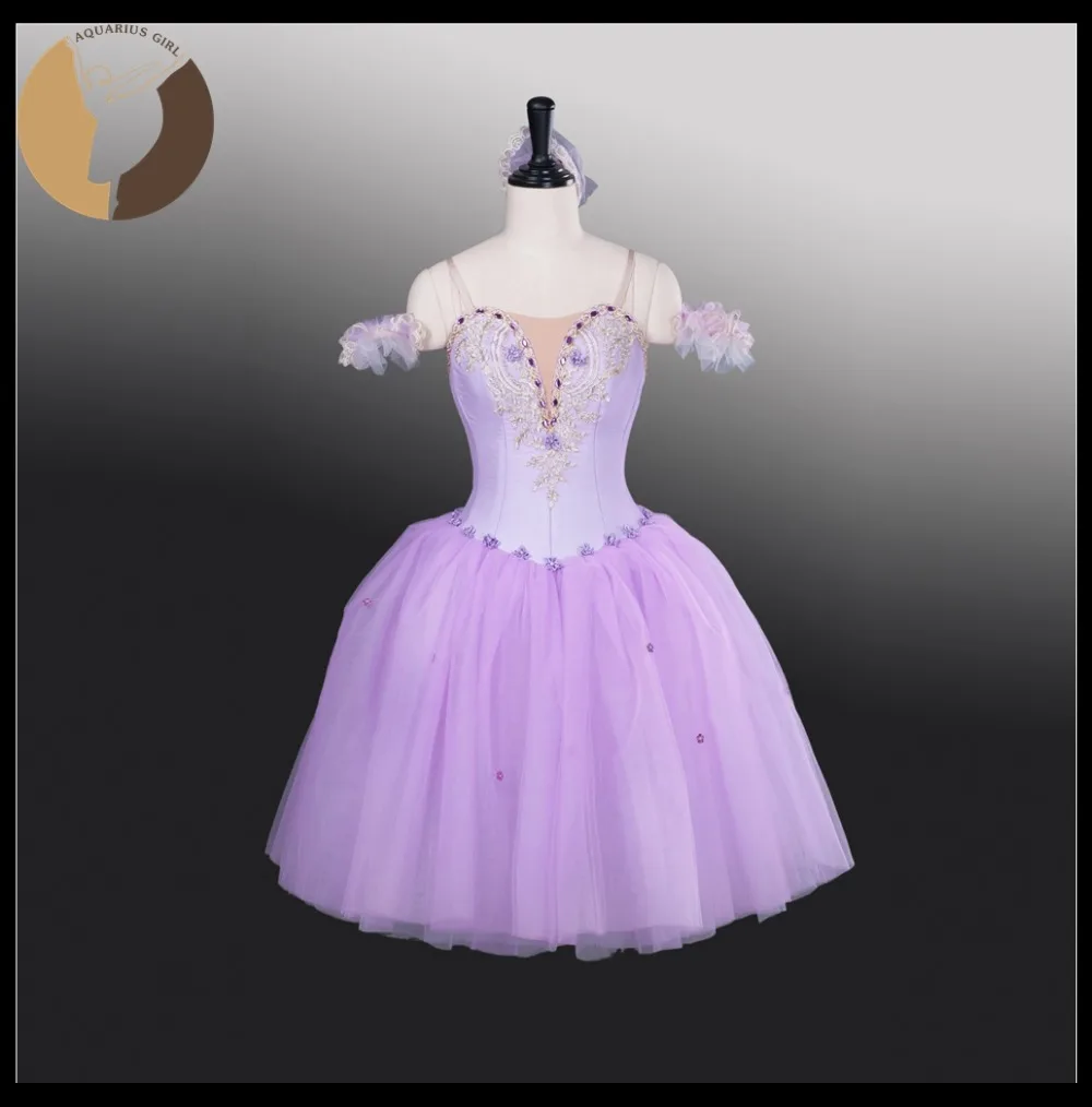 Сиреневое длинное платье пачка миди 6 танцевальных костюмов с повязкой на голову