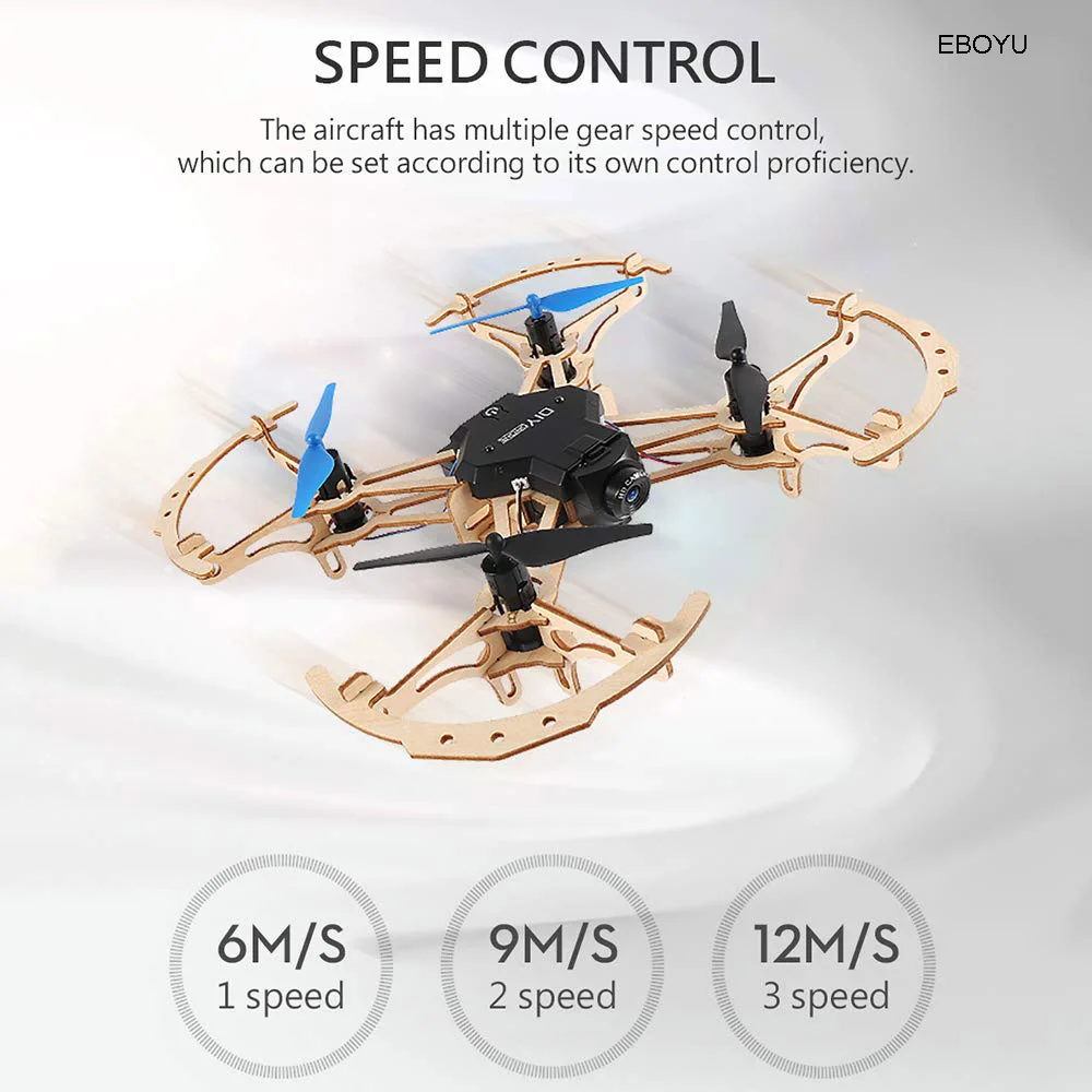 EBOYU ZL100 деревянный самолет DIY Дрон 720 P камера Wi-Fi FPV высота удержания Безголовый режим обучение RC Квадрокоптер Дрон