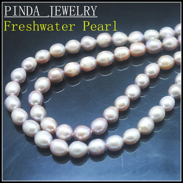 

Nature Cultured Freshwater Pearl Beads AccessoriesDIY beads rice shape 7-8mm 14.5" lengthhole 0.8mm Grade AA white golden purple