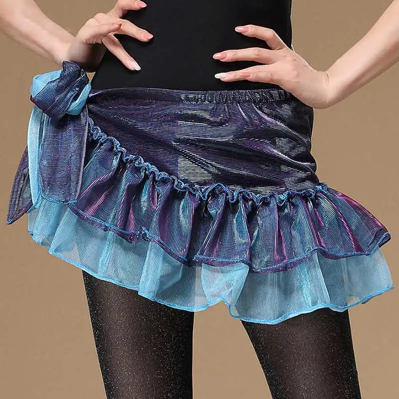 Blue Костюм для танца живота Bufandas, шарф для танца живота, шифоновая Короткая юбка для танца живота, костюм для восточных танцев, юбка для талии для женщин - Цвет: Blue