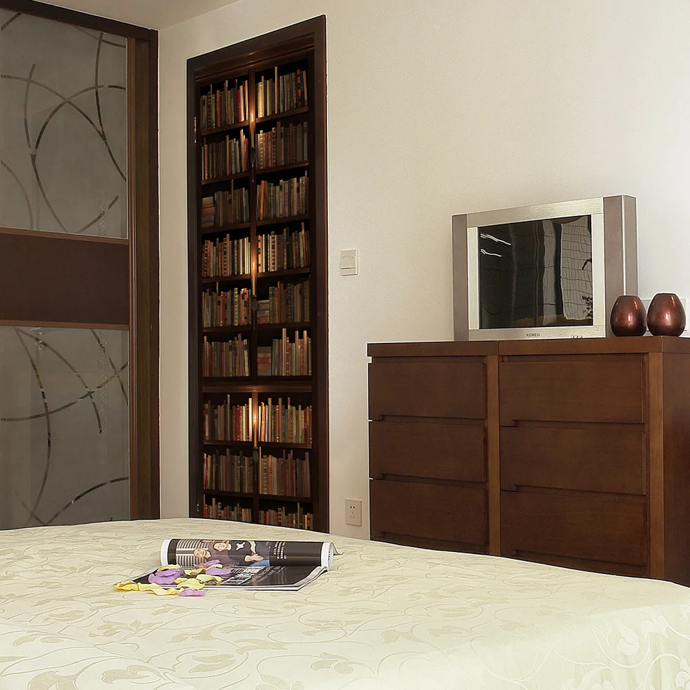 3D Винтаж книжный шкаф водонепроницаемые двери клеющиеся Фотообои Наклейки на