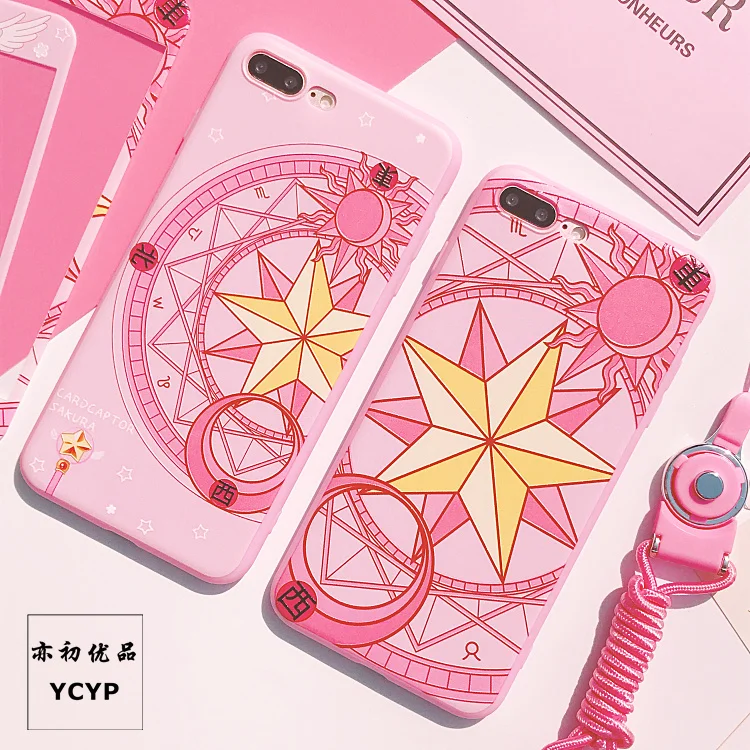 Чехол для iphone X с рисунком Сейлор Мун+ Защитная пленка из закаленного стекла для iphone 8 8 plus 6 6 S plus 7 7 plus Cardcaptor Sakura