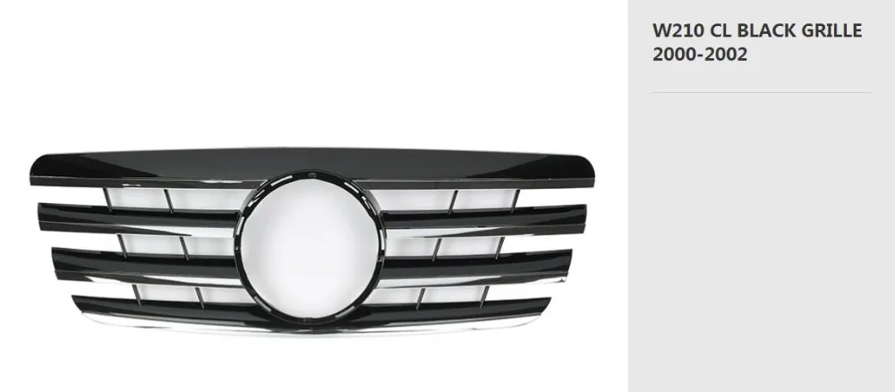 Для Mercedes-Benz E-class W210 2000-2002 с эмблемой CL стиль черный/плоский черный/все черный/серебристый/хром Передняя гоночная решетка
