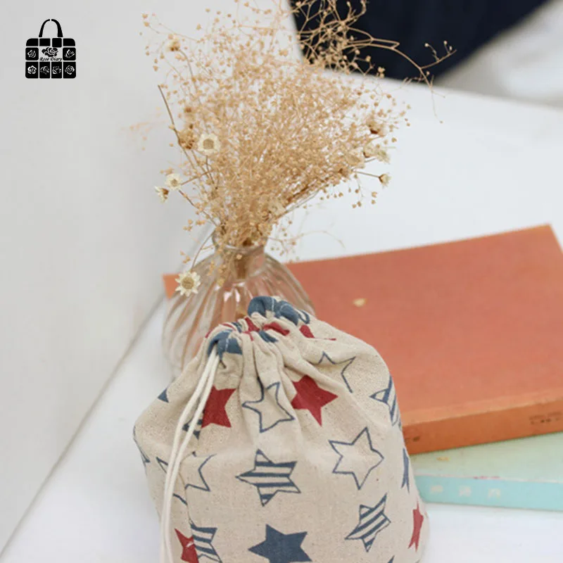 1 шт. хлопковый льняной тканевый мешок для сбора пыли с принтом звезды дорожная
