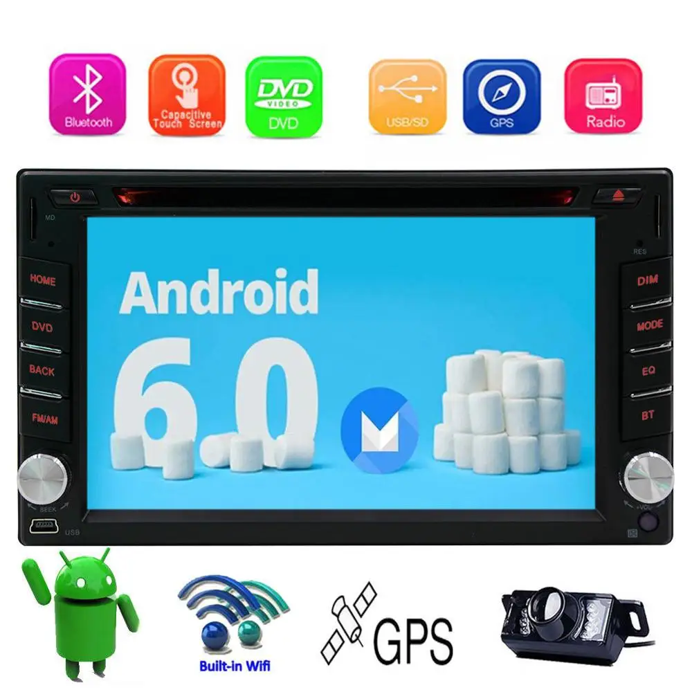 Gps Navi Android 6 0 wifi двойной 2DIN в тире Автомобильный DVD стерео радио Bluetooth + CAM|android 6.0|in dash