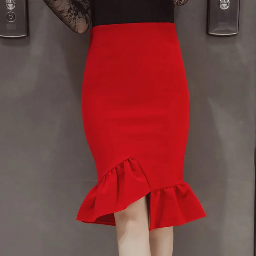 Женская офисная юбка-карандаш до колена элегантная привлекательная облегающая