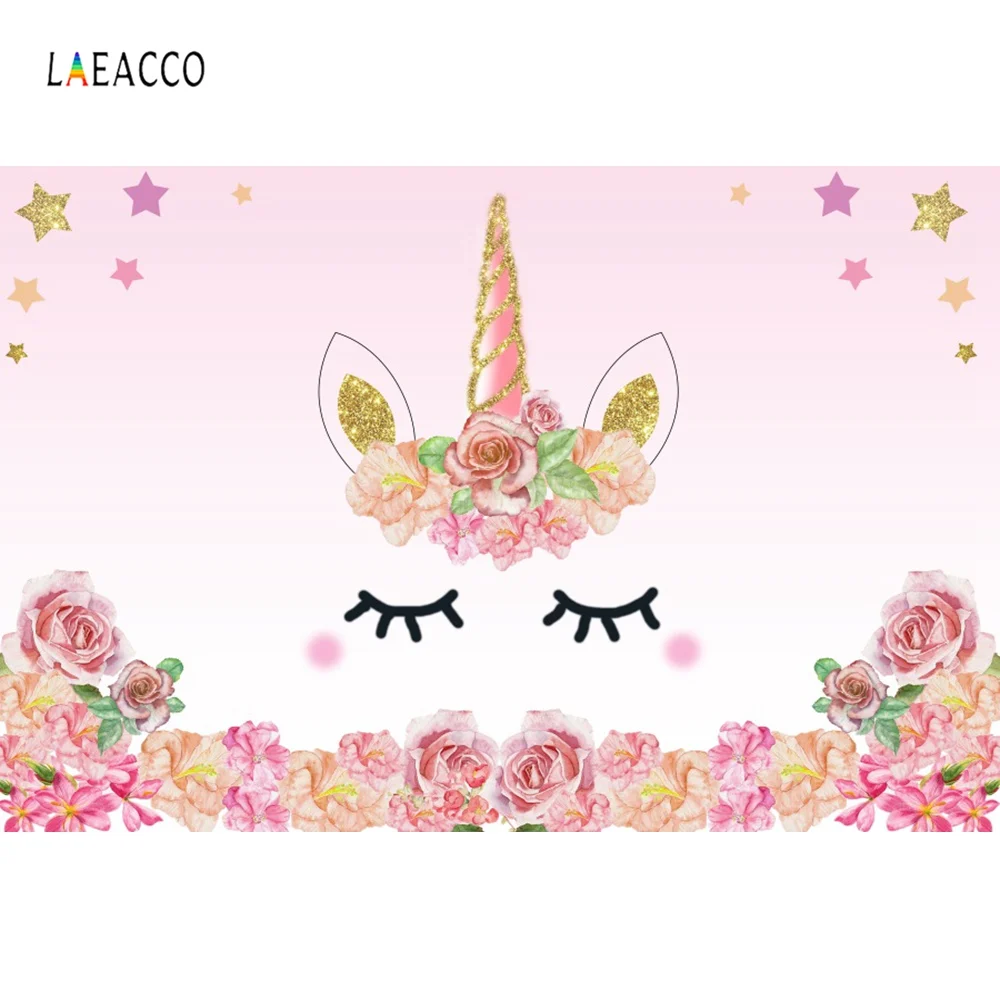 NSW01185 Laeacco Единорог день рождения радуга золотые точки звезда плакат фото фоны фотографии фотосессия для фотостудии - Цвет: NSW01185