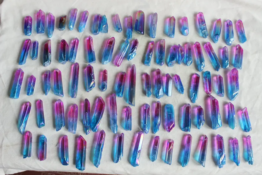 Цепочка с подвеской из кварцевого кристалла Rainbow Aqua Aura 100 шт.|coating| |
