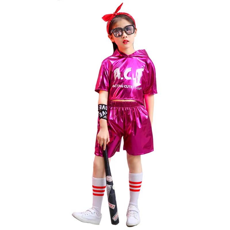 

Kids Shinning Jazz Wear Dance Costume 3 Colors Hip Hop Glitter Stage Wear Set Kids Dance Competitions Performance Stage Clothing