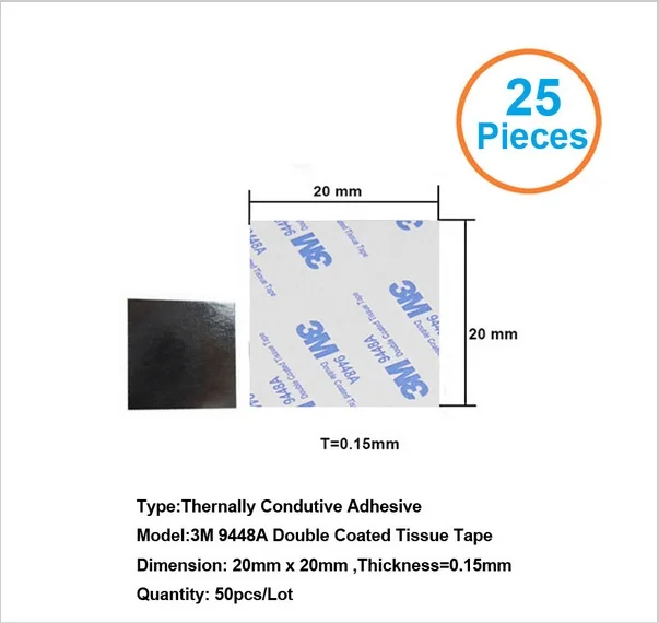 25 шт. термоклейкая лента 3M9448A 20x20x0 15 мм|tape pad|thermal heat tapepad pad |
